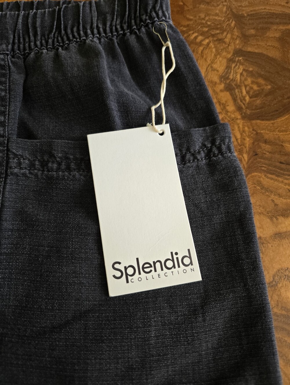 Splendid Linen Blend Drawstring Pull-On Pants, Charcoal Gray, Womens size M NWT - Picture 3 of 8